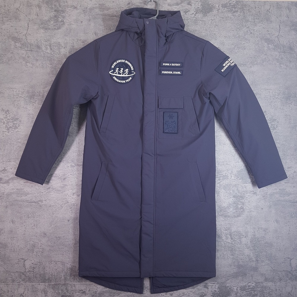 PUMA Saysky Worlwide Running Endeavor Team Jacket Mens XL Blue Parka